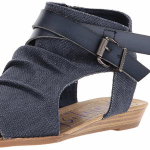 Blowfish Women's Balla Wedge Sandal, Navy, Size 7